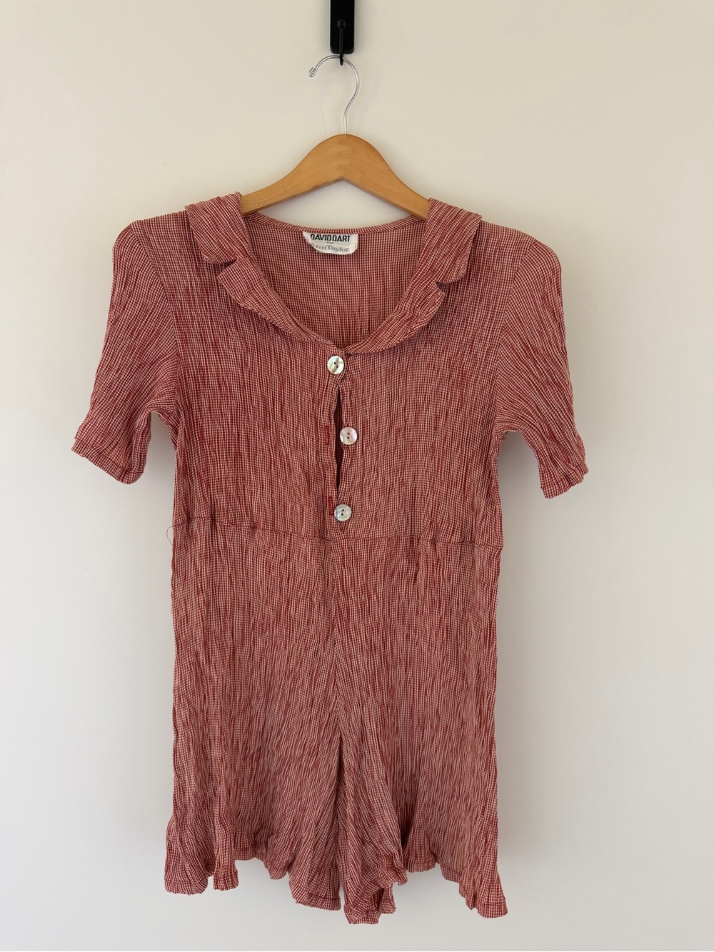 Vintage David Dart for Ann Taylor Red Gingham Button Front Top